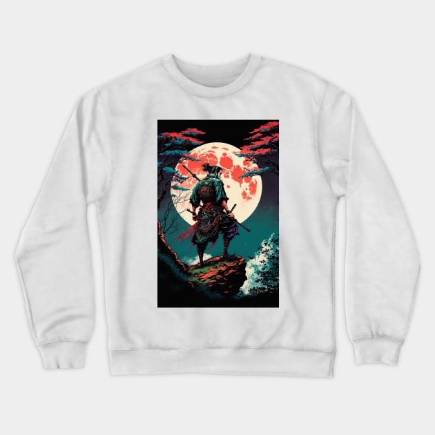 Samurai on a Cliff Crewneck Sweatshirt by JigglePeek